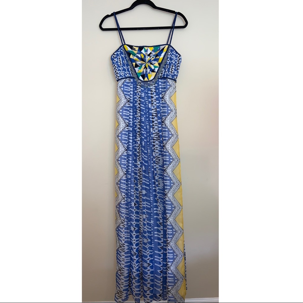 Anthropologie Sunburst Beaded Maxi Dress